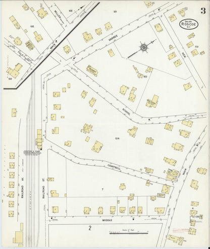 Sanborn Fire Insurance Map from Roscoe, Sullivan County, New York (1911), Sheet #0003 - Complete Map Set gallery image, historic Sanborn map, vintage wall art, New York New York