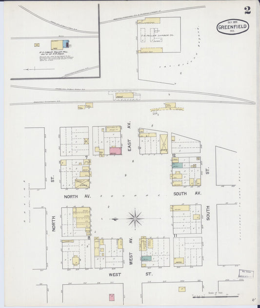 Sanborn Fire Insurance Map from Greenfield, Dade County, Missouri (1892), Sheet #0002 - Historic Sanborn Fire Insurance Map Print, vintage old map wall art, antique decor, genealogy gift, Missouri Missouri map
