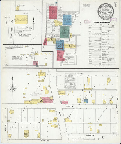 Sanborn Fire Insurance Map from Georgetown, Vermilion County, Illinois (1909), Sheet #0001 - Complete Map Set gallery image, historic Sanborn map, vintage wall art, Illinois Illinois