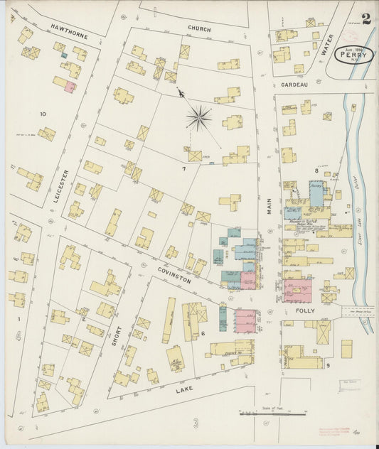 Sanborn Fire Insurance Map from Perry, Wyoming County, New York (1894), Sheet #0002 - Historic Sanborn Fire Insurance Map Print, vintage old map wall art, antique decor, genealogy gift, Perry Wyoming map