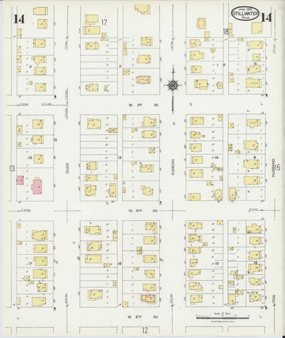 Sanborn Fire Insurance Map from Stillwater, Payne County, Oklahoma (1924), Sheet #0014 - Complete Map Set gallery image, historic Sanborn map, vintage wall art, Oklahoma Oklahoma