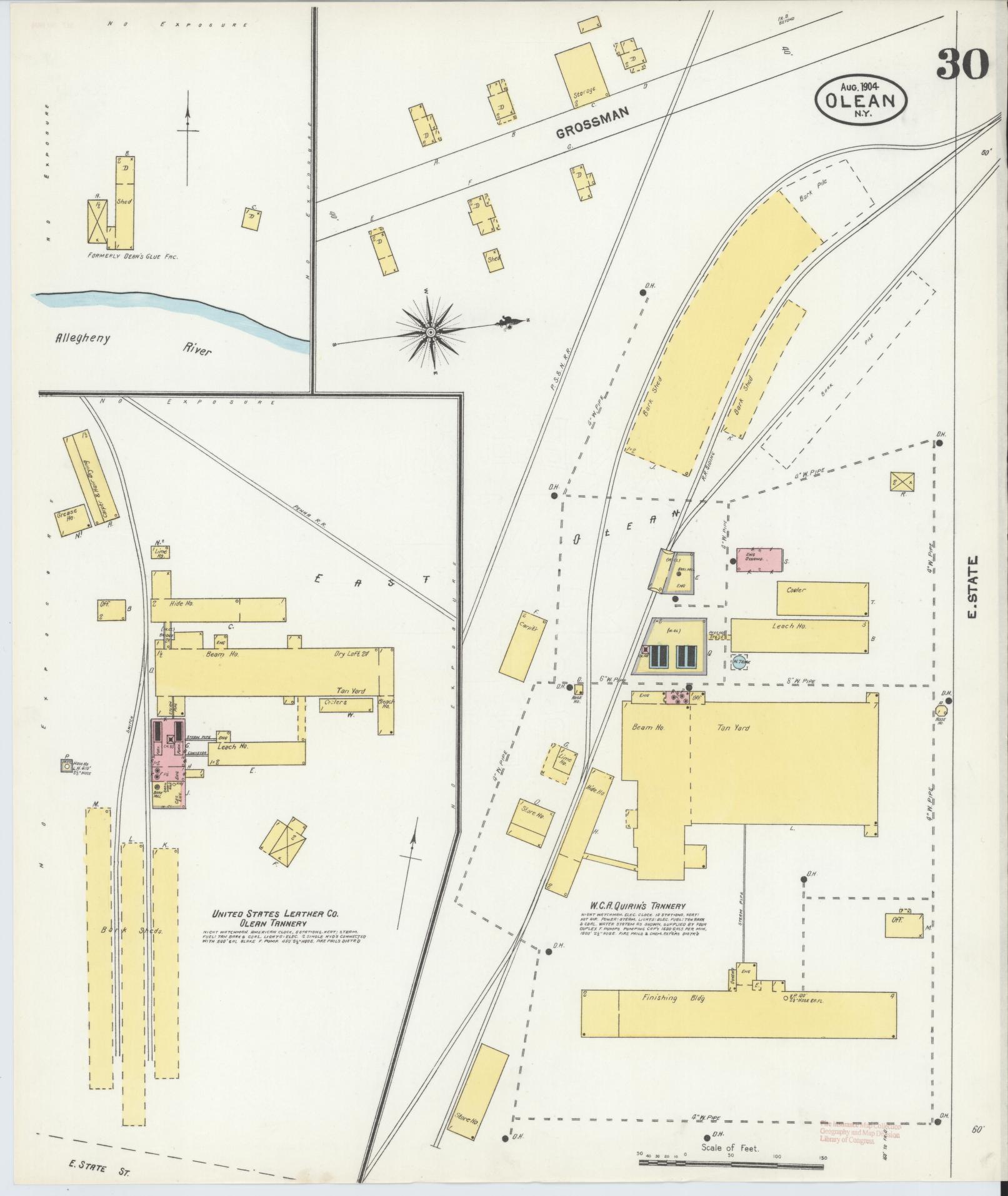 Sanborn Fire Insurance Map from Olean, Cattaraugus County, New York (1904), Sheet #0030 - Complete Map Set gallery image, historic Sanborn map, vintage wall art, New York New York