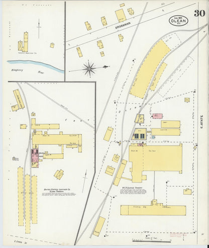 Sanborn Fire Insurance Map from Olean, Cattaraugus County, New York (1904), Sheet #0030 - Complete Map Set gallery image, historic Sanborn map, vintage wall art, New York New York