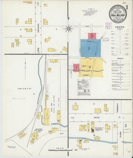 Sanborn Fire Insurance Map from Ovid, Seneca County, New York (1906), Sheet #0001 - Historic Sanborn Fire Insurance Map Print, vintage old map wall art, antique decor, genealogy gift, New York New York map