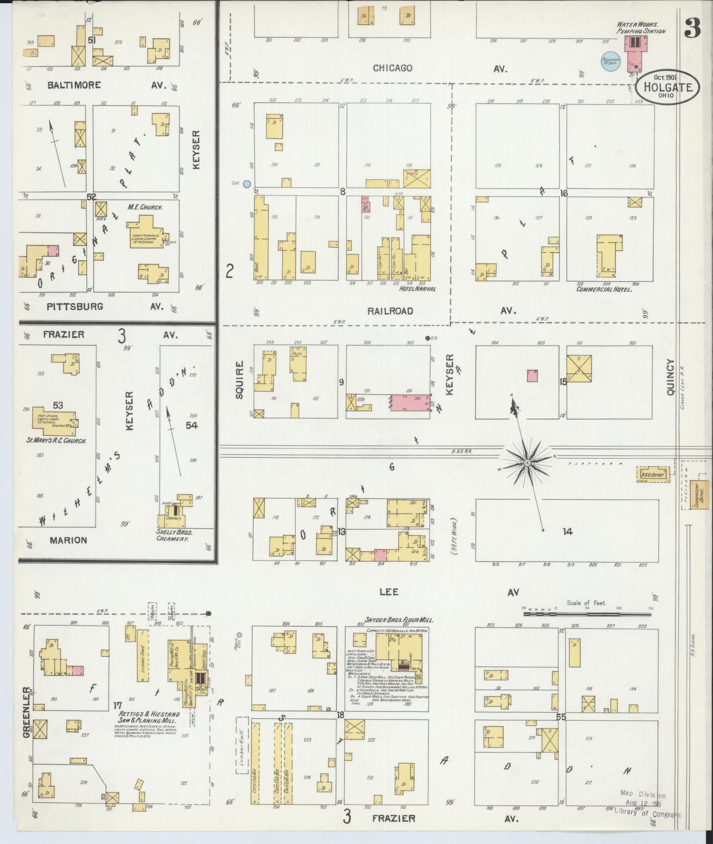 Sanborn Fire Insurance Map from Holgate, Henry County, Ohio (1901), Sheet #0003 - Historic Sanborn Fire Insurance Map Print, vintage old map wall art, antique decor, genealogy gift, Ohio Ohio map