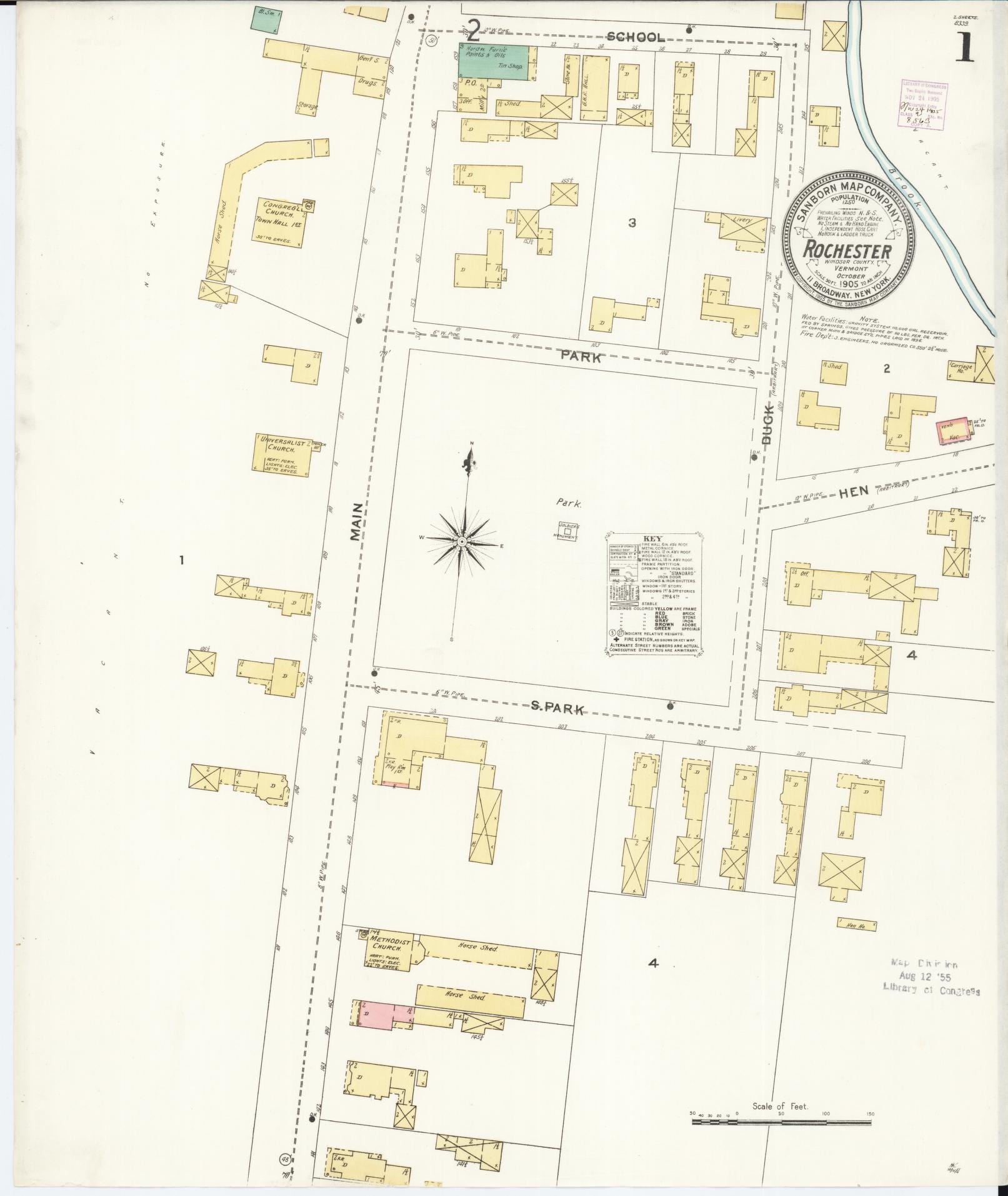 Sanborn Fire Insurance Map from Rochester, Windsor County, Vermont. (1905) – Historic Sanborn Fire Insurance Map Print