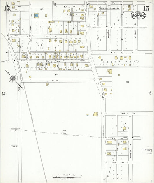 Sanborn Fire Insurance Map from Brownwood, Brown County, Texas (1923), Sheet #0015 - Historic Sanborn Fire Insurance Map Print, vintage old map wall art, antique decor, genealogy gift, Texas Texas map