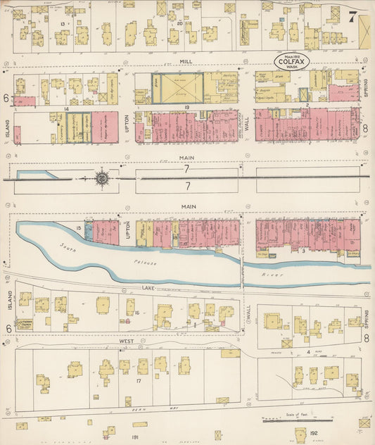 Sanborn Fire Insurance Map from Colfax, Whitman County, Washington (1912), Sheet #0007 - Historic Sanborn Fire Insurance Map Print, vintage old map wall art, antique decor, genealogy gift, Washington Washington map