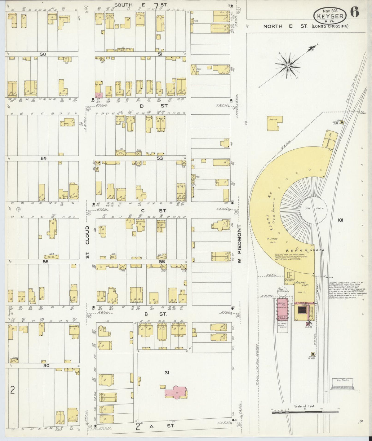 Sanborn Fire Insurance Map from Keyser, Mineral County, West Virginia (1908), Sheet #0006 - Complete Map Set gallery image, historic Sanborn map, vintage wall art, West Virginia West Virginia