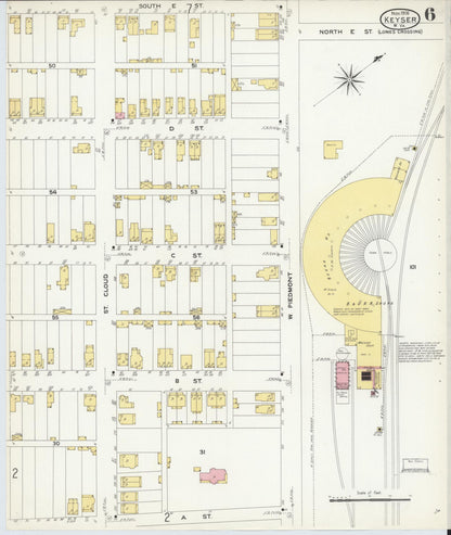 Sanborn Fire Insurance Map from Keyser, Mineral County, West Virginia (1908), Sheet #0006 - Complete Map Set gallery image, historic Sanborn map, vintage wall art, West Virginia West Virginia