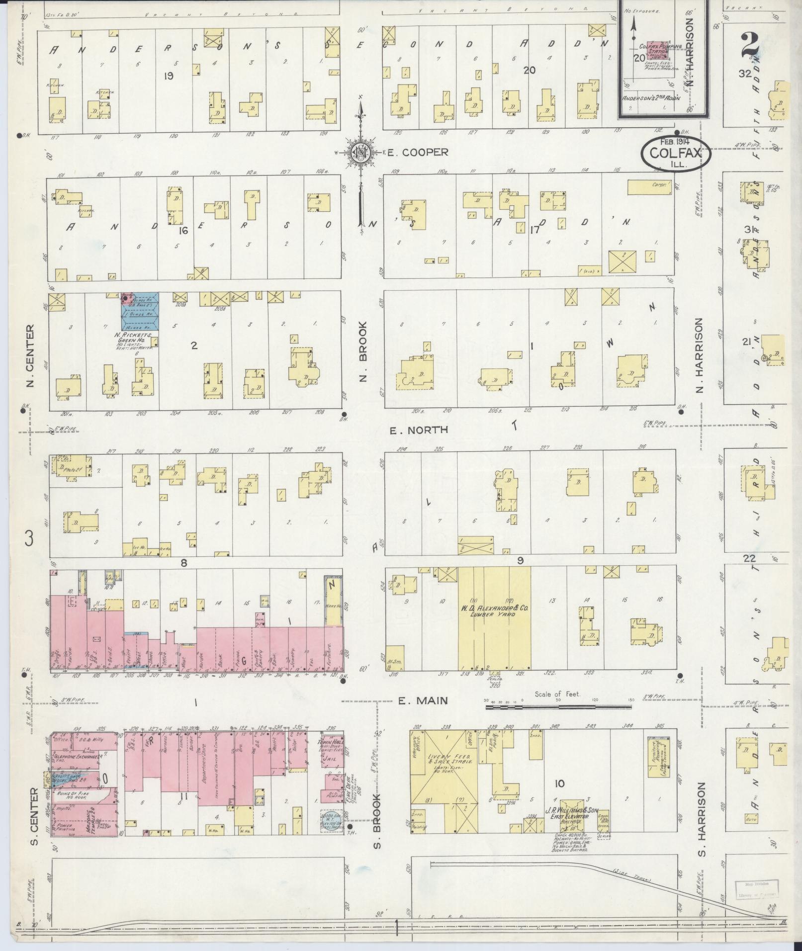 Sanborn Fire Insurance Map from Colfax, McLean County, Illinois (1914), Sheet #0002 - Complete Map Set gallery image, historic Sanborn map, vintage wall art, Illinois Illinois