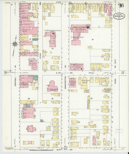 Sanborn Fire Insurance Map from Dunkirk, Chautauqua County, New York (1910), Sheet #0016 - Complete Map Set gallery image, historic Sanborn map, vintage wall art, New York New York