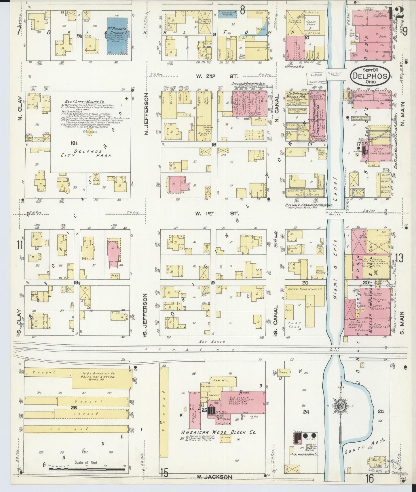 Sanborn Fire Insurance Map from Delphos, Van Wert And Allen Counties, Ohio (1911), Sheet #0012 - Historic Sanborn Fire Insurance Map Print, vintage old map wall art, antique decor, genealogy gift, Ohio Ohio map
