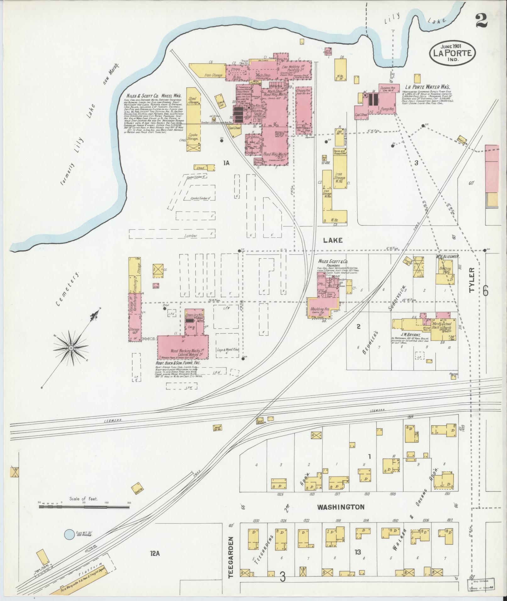 Sanborn Fire Insurance Map from La Porte, La Porte County, Indiana (1901), Sheet #0002 - Complete Map Set gallery image, historic Sanborn map, vintage wall art, Indiana Indiana