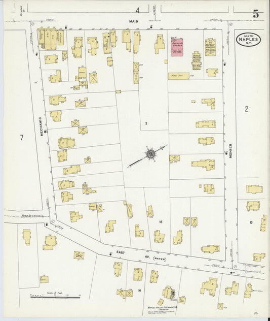 Sanborn Fire Insurance Map from Naples, Ontario County, New York (1911), Sheet #0005 - Historic Sanborn Fire Insurance Map Print, vintage old map wall art, antique decor, genealogy gift, New York New York map