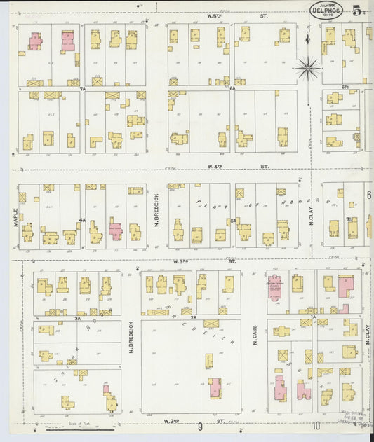 Sanborn Fire Insurance Map from Delphos, Van Wert And Allen Counties, Ohio (1904), Sheet #0005 - Historic Sanborn Fire Insurance Map Print, vintage old map wall art, antique decor, genealogy gift, Ohio Ohio map