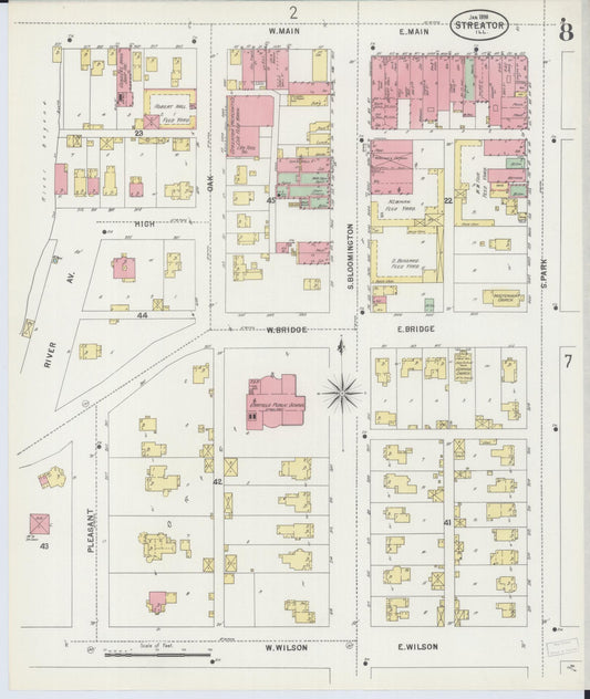 Sanborn Fire Insurance Map from Streator, La Salle County, Illinois (1898), Sheet #0008 - Historic Sanborn Fire Insurance Map Print, vintage old map wall art, antique decor, genealogy gift, Illinois Illinois map