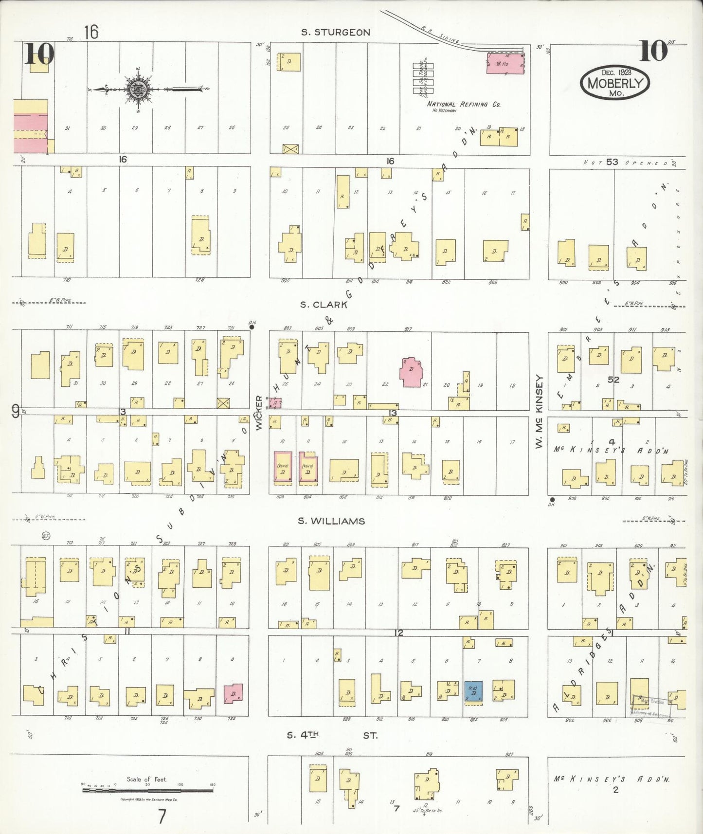 Sanborn Fire Insurance Map from Moberly, Randolph County, Missouri (1923), Sheet #0010 - Complete Map Set gallery image, historic Sanborn map, vintage wall art, Missouri Missouri