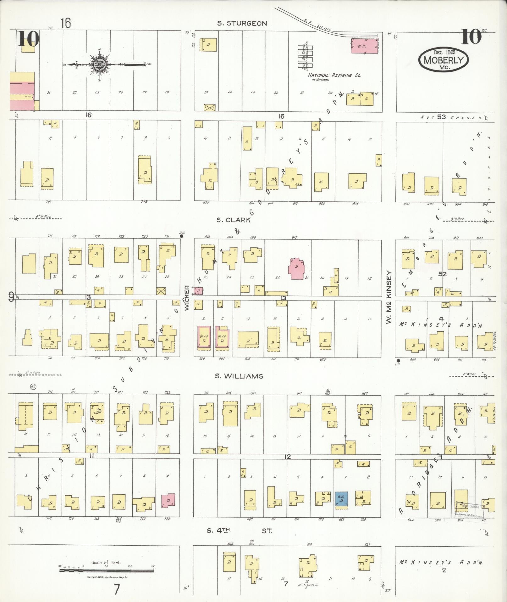 Sanborn Fire Insurance Map from Moberly, Randolph County, Missouri (1923), Sheet #0010 - Complete Map Set gallery image, historic Sanborn map, vintage wall art, Missouri Missouri