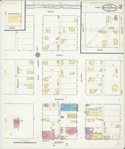 Sanborn Fire Insurance Map from Baxter Springs, Cherokee County, Kansas (1913), Sheet #0002 - Complete Map Set gallery image, historic Sanborn map, vintage wall art, Kansas Kansas