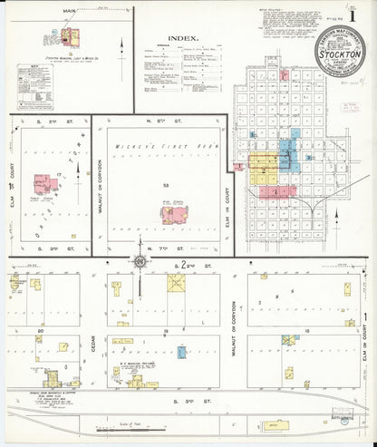 Sanborn Fire Insurance Map from Stockton, Rooks County, Kansas (1912), Sheet #0001 - Complete Map Set gallery image, historic Sanborn map, vintage wall art, Kansas Kansas