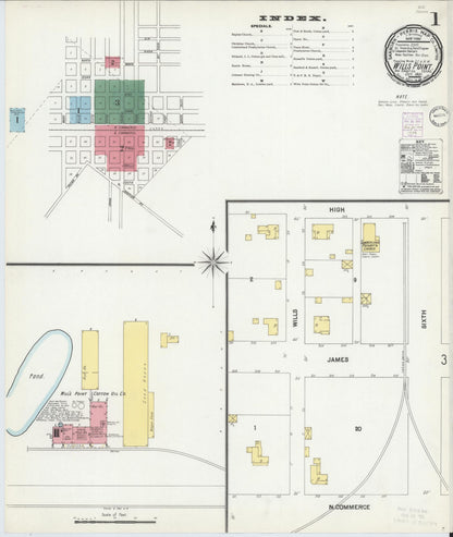 Sanborn Fire Insurance Map from Wills Point, Van Zandt County, Texas (1901), Sheet #0001 - Complete Map Set gallery image, historic Sanborn map, vintage wall art, Texas Texas