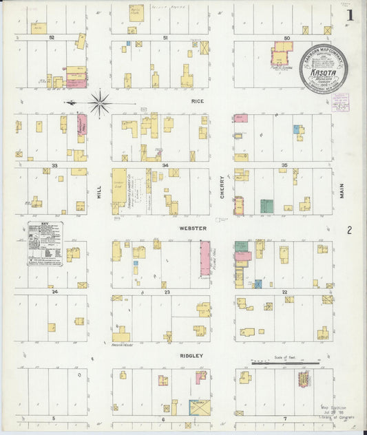 Sanborn Fire Insurance Map from Kasota, Le Sueur County, Minnesota (1905), Sheet #0001 - Historic Sanborn Fire Insurance Map Print, vintage old map wall art, antique decor, genealogy gift, Minnesota Minnesota map