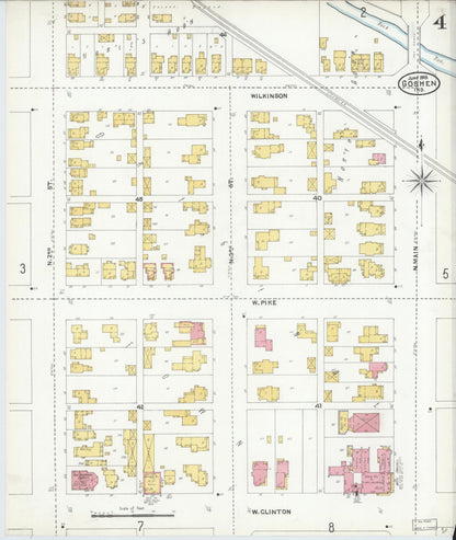 Sanborn Fire Insurance Map from Goshen, Elkhart County, Indiana (1905), Sheet #0004 - Historic Sanborn Fire Insurance Map Print, vintage old map wall art, antique decor, genealogy gift, Indiana Indiana map