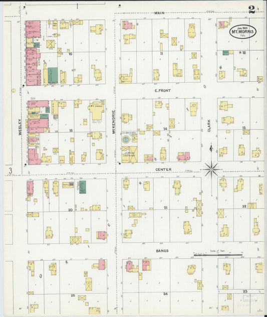 Sanborn Fire Insurance Map from Mount Morris, Ogle County, Illinois (1905), Sheet #0002 - Historic Sanborn Fire Insurance Map Print, vintage old map wall art, antique decor, genealogy gift, Illinois Illinois map