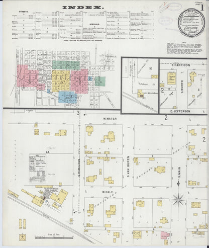 Sanborn Fire Insurance Map from Sullivan, Moultrie County, Illinois (1898), Sheet #0001 - Historic Sanborn Fire Insurance Map Print, vintage old map wall art, antique decor, genealogy gift, Illinois Illinois map