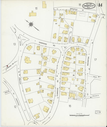 Sanborn Fire Insurance Map from Swampscott, Essex County, Massachusetts (1920), Sheet #0014 - Complete Map Set gallery image, historic Sanborn map, vintage wall art, Massachusetts Massachusetts