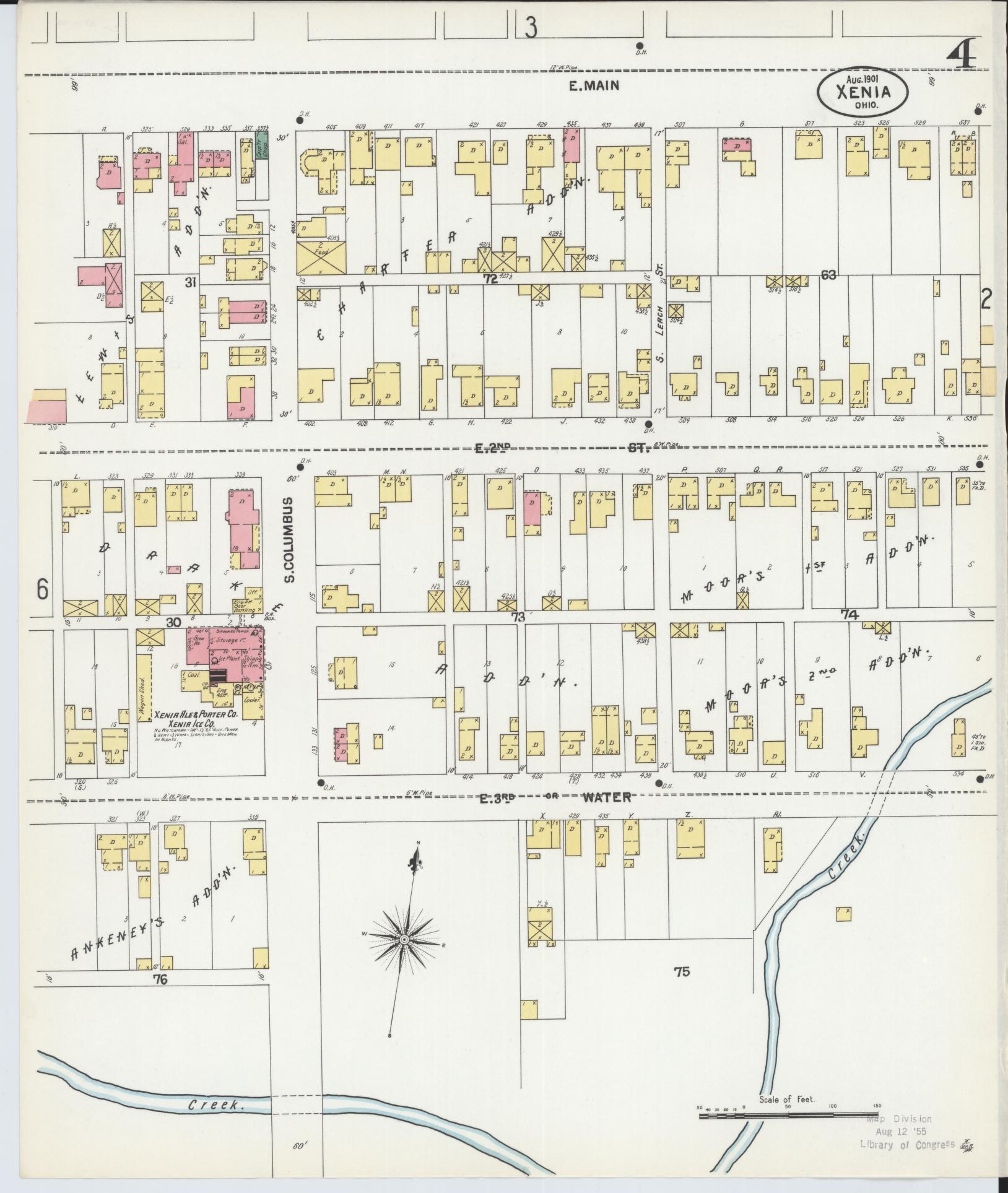 Sanborn Fire Insurance Map from Xenia, Greene County, Ohio (1901), Sheet #0004 - Historic Sanborn Fire Insurance Map Print, vintage old map wall art, antique decor, genealogy gift, Ohio Ohio map