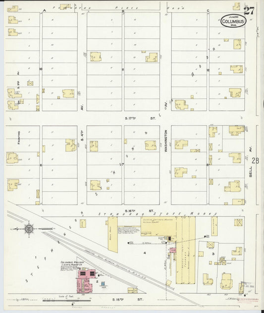 Sanborn Fire Insurance Map from Columbus, Lowndes County, Mississippi (1910), Sheet #0027 - Historic Sanborn Fire Insurance Map Print, vintage old map wall art, antique decor, genealogy gift, Mississippi Mississippi map