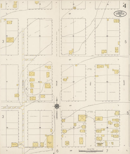 Sanborn Fire Insurance Map from Coquille, Coos County, Oregon (1920), Sheet #0004 - Complete Map Set gallery image, historic Sanborn map, vintage wall art, Oregon Oregon