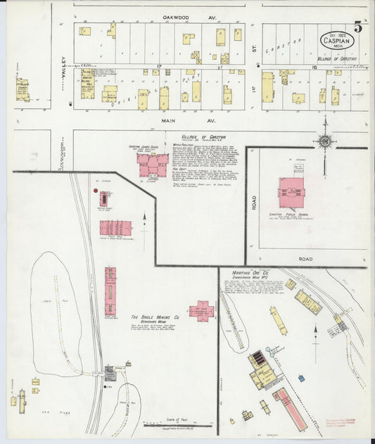 Sanborn Fire Insurance Map from Caspian, Iron County, Michigan (1922), Sheet #0005 - Historic Sanborn Fire Insurance Map Print, vintage old map wall art, antique decor, genealogy gift, Michigan Michigan map