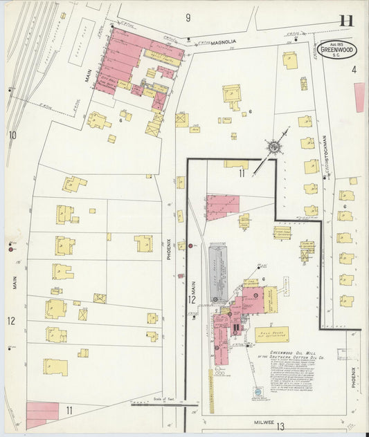 Sanborn Fire Insurance Map from Greenwood, Greenwood County, South Carolina (1913), Sheet #0011 - Historic Sanborn Fire Insurance Map Print, vintage old map wall art, antique decor, genealogy gift, South Carolina South Carolina map
