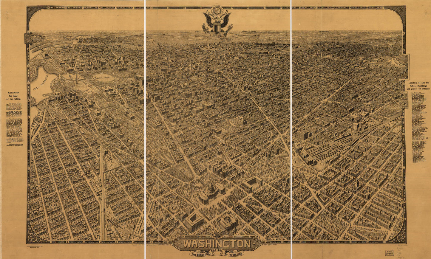 Washington, the beautiful capital of the nation. (1922) – Historic Bird’s-Eye View Panorama Print