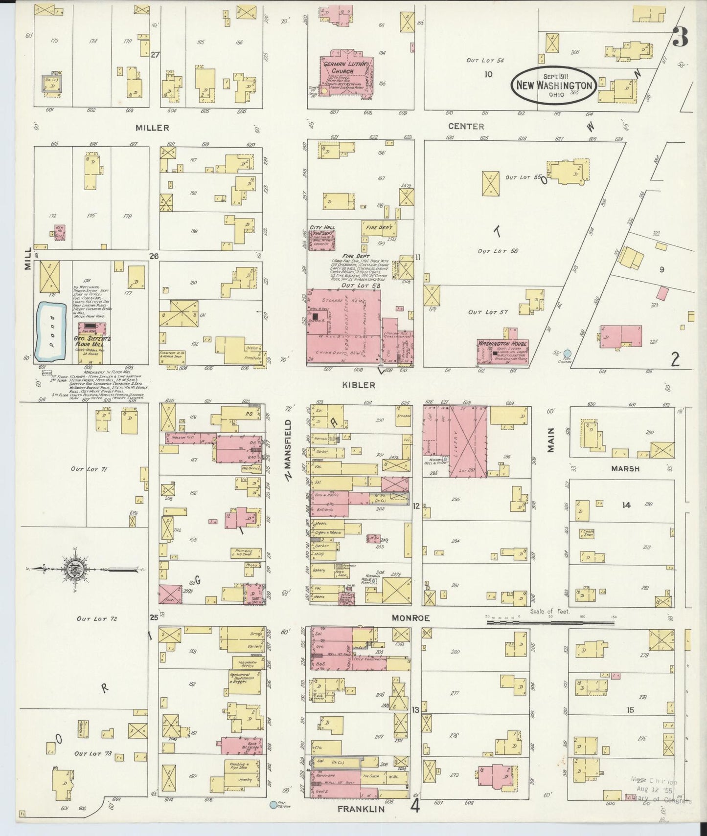 Sanborn Fire Insurance Map from New Washington, Crawford County, Ohio (1911), Sheet #0003 - Complete Map Set gallery image, historic Sanborn map, vintage wall art, Ohio Ohio