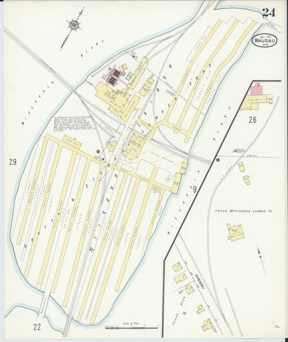 Sanborn Fire Insurance Map from Wausau, Marathon County, Wisconsin (1912), Sheet #0024 - Complete Map Set gallery image, historic Sanborn map, vintage wall art, Wisconsin Wisconsin