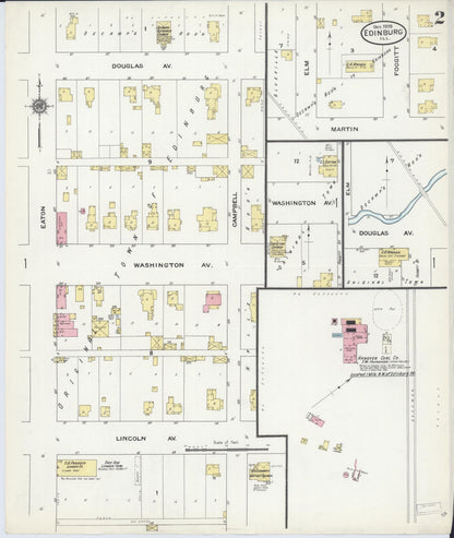Sanborn Fire Insurance Map from Edinburgh, Christian County, Illinois (1909), Sheet #0002 - Complete Map Set gallery image, historic Sanborn map, vintage wall art, Illinois Illinois