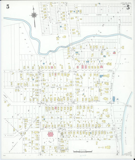 Sanborn Fire Insurance Map from Loveland, Clermont, Hamilton, And Warren County, Ohio (1946), Sheet #0005 - Historic Sanborn Fire Insurance Map Print, vintage old map wall art, antique decor, genealogy gift, Ohio Ohio map
