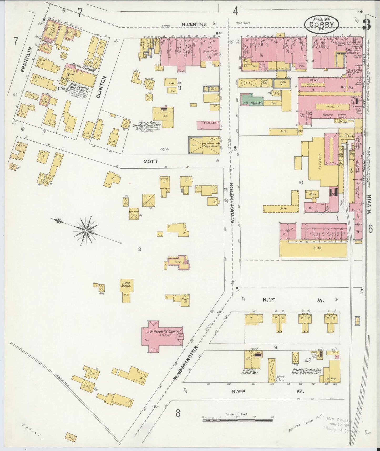 Sanborn Fire Insurance Map from Corry, Erie County, Pennsylvania (1904), Sheet #0003 - Historic Sanborn Fire Insurance Map Print, vintage old map wall art, antique decor, genealogy gift, Pennsylvania Pennsylvania map