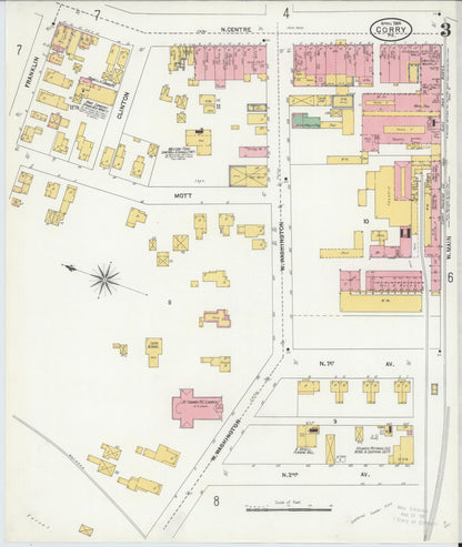 Sanborn Fire Insurance Map from Corry, Erie County, Pennsylvania (1904), Sheet #0003 - Historic Sanborn Fire Insurance Map Print, vintage old map wall art, antique decor, genealogy gift, Pennsylvania Pennsylvania map