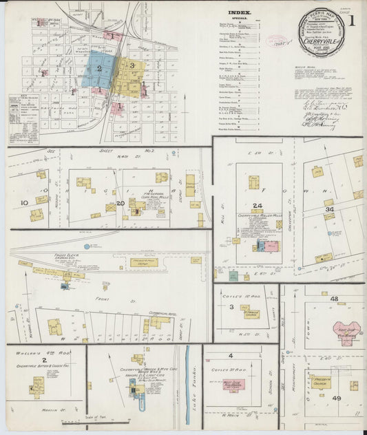 Sanborn Fire Insurance Map from Cherryvale, Montgomery County, Kansas (1890), Sheet #0001 - Complete Map Set gallery image, historic Sanborn map, vintage wall art, Kansas Kansas