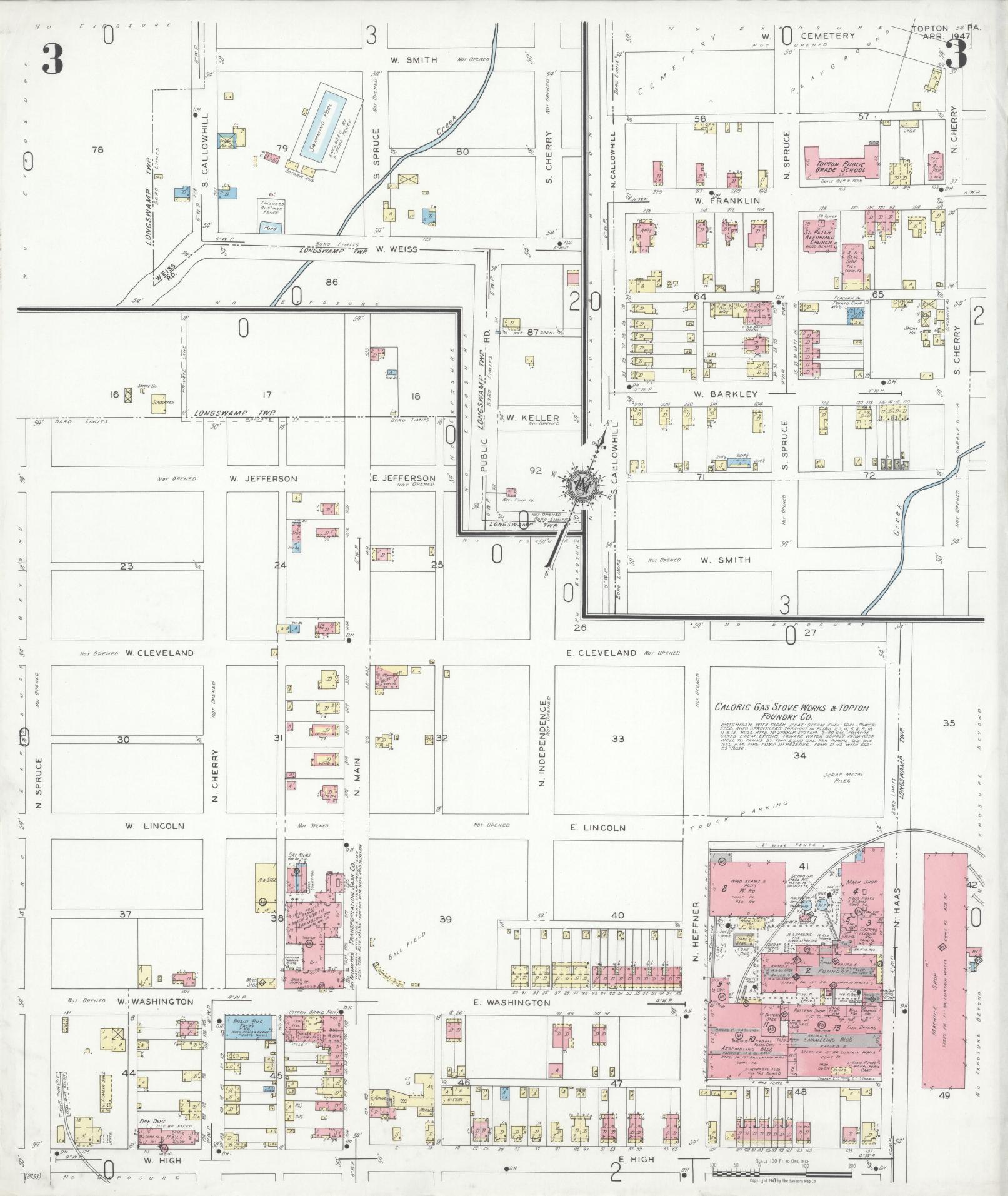 Sanborn Fire Insurance Map from Topton, Berks County, Pennsylvania (1947), Sheet #0003 - Complete Map Set gallery image, historic Sanborn map, vintage wall art, Pennsylvania Pennsylvania