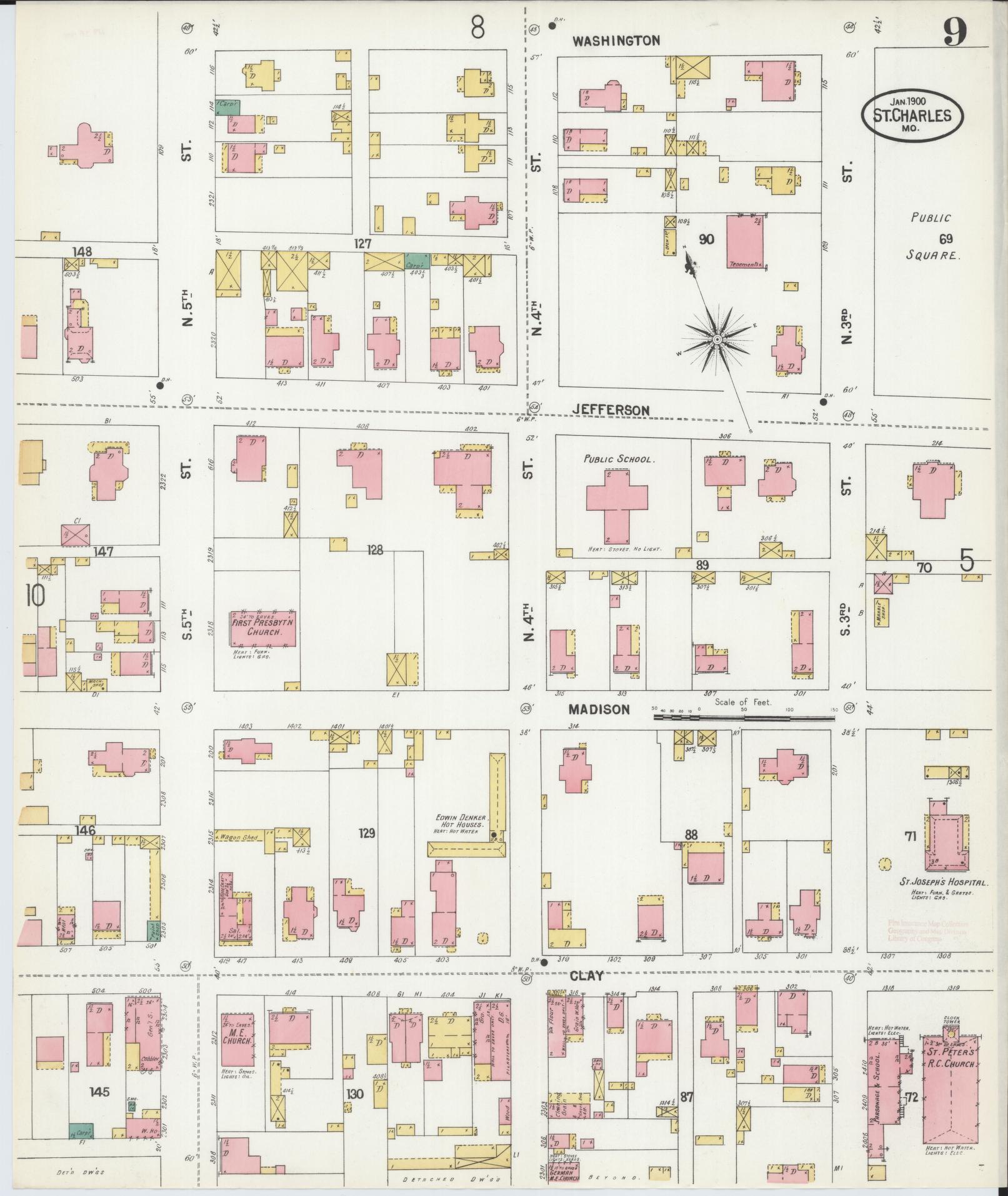 Sanborn Fire Insurance Map from Saint Charles, Saint Charles County, Missouri (1900), Sheet #0009 - Complete Map Set gallery image, historic Sanborn map, vintage wall art, Missouri Missouri