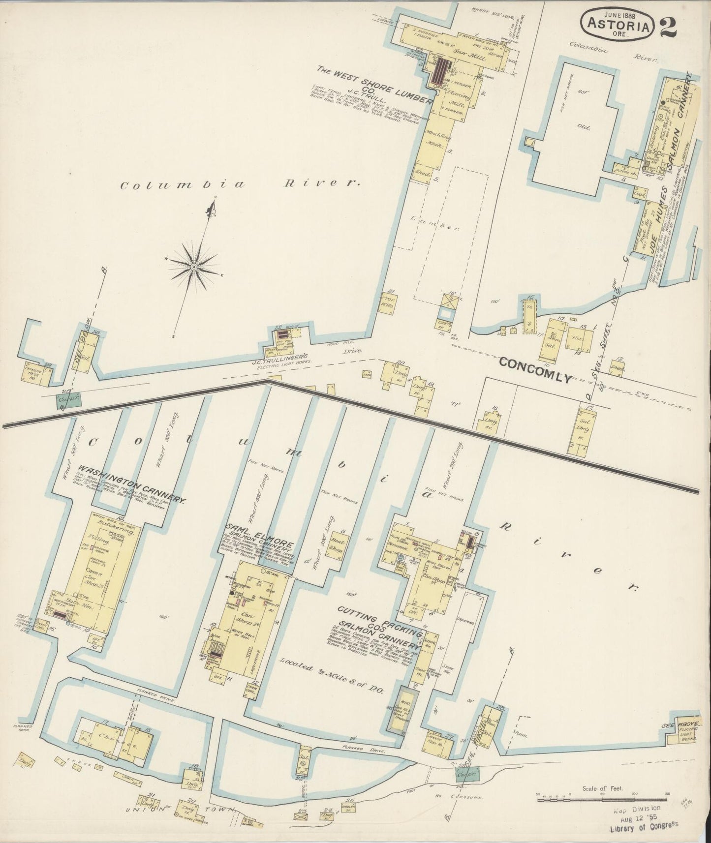 Sanborn Fire Insurance Map from Astoria, Clatsop County, Oregon (1888), Sheet #0002 - Complete Map Set gallery image, historic Sanborn map, vintage wall art, Oregon Oregon