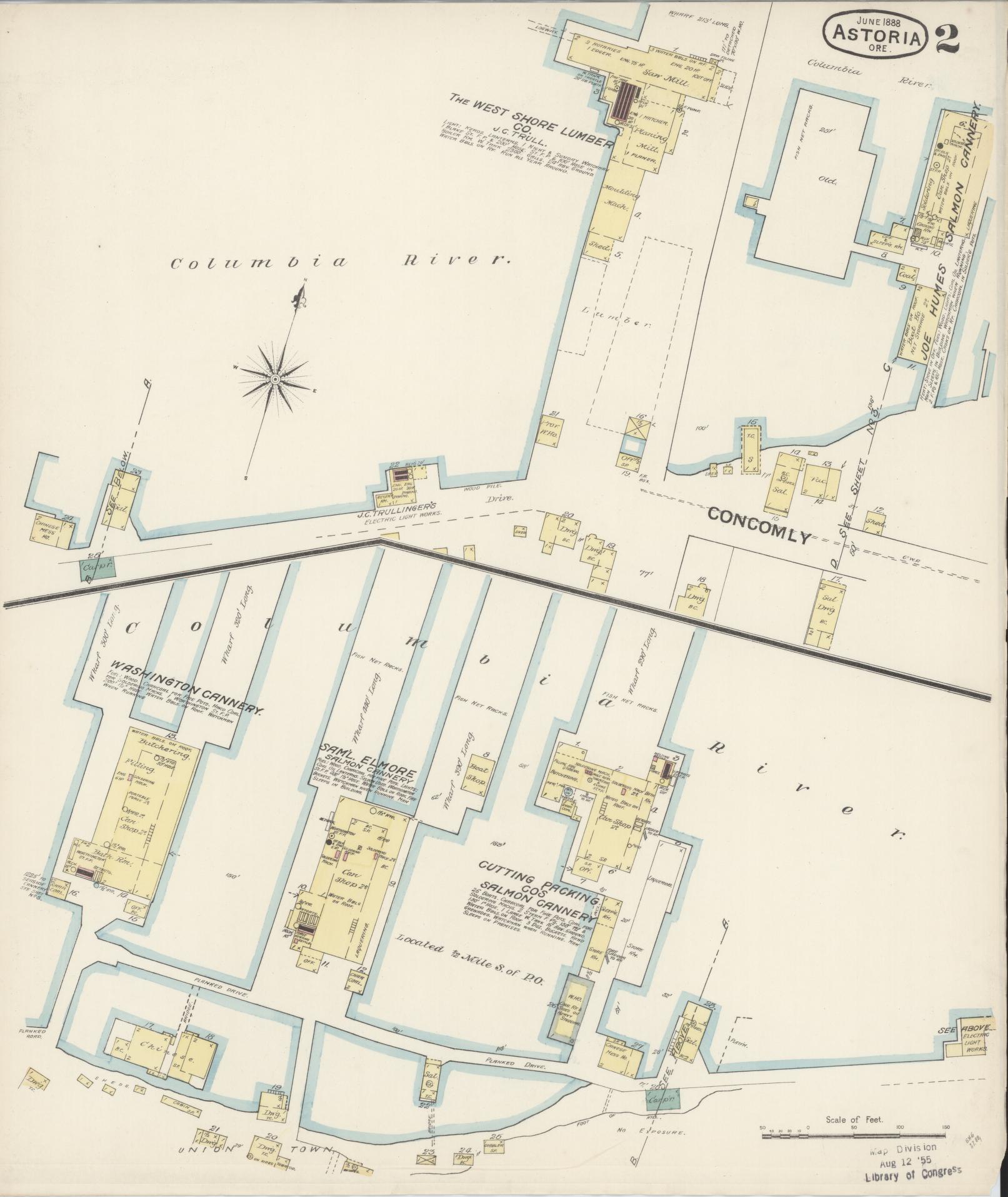 Sanborn Fire Insurance Map from Astoria, Clatsop County, Oregon (1888), Sheet #0002 - Complete Map Set gallery image, historic Sanborn map, vintage wall art, Oregon Oregon