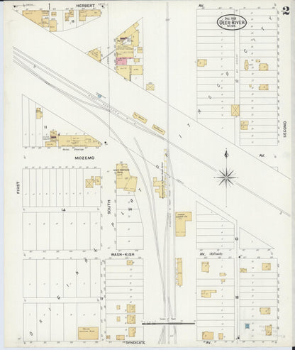 Sanborn Fire Insurance Map from Deer River, Itasca County, Minnesota (1908), Sheet #0002 - Complete Map Set gallery image, historic Sanborn map, vintage wall art, Minnesota Minnesota
