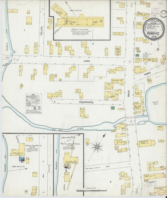 Sanborn Fire Insurance Map from Rangeley, Franklin County, Maine (1901), Sheet #0001 - Historic Sanborn Fire Insurance Map Print, vintage old map wall art, antique decor, genealogy gift, Maine Maine map